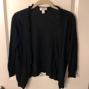 Loft Petites Size Small Black Ruffle Cardigan